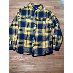 George Men's Lined Diamond Quilted Flannel Shirt Jacket Pockets Small (34-36)